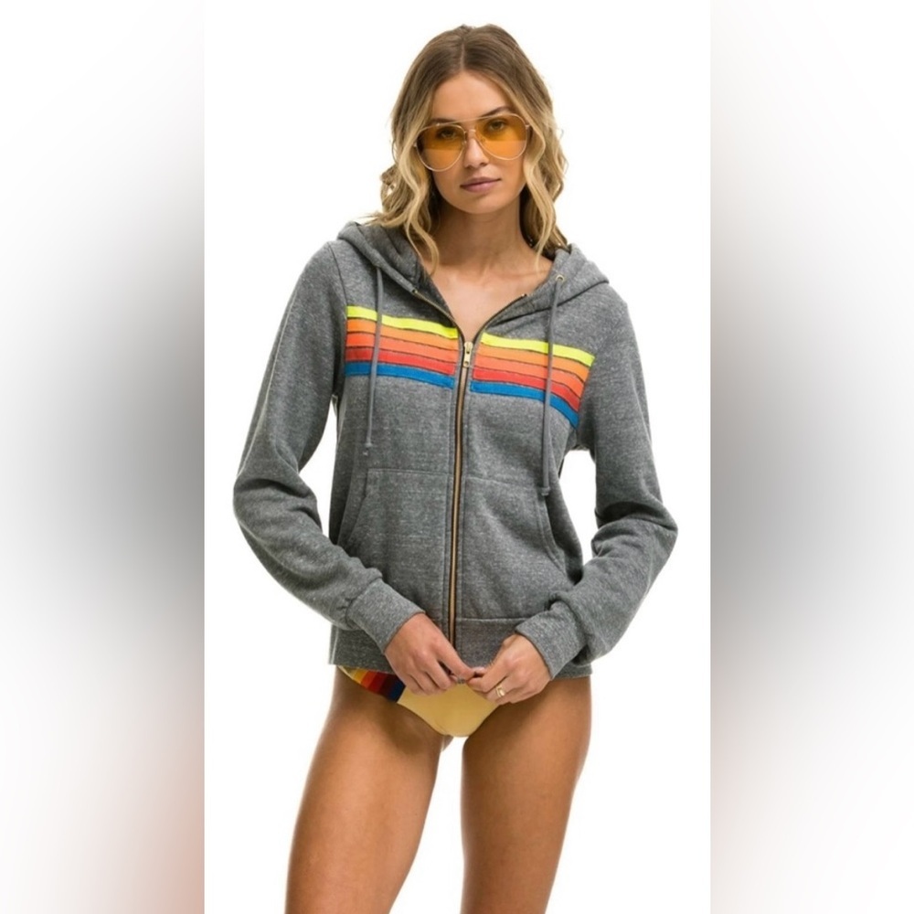 Aviator Nation 5 Stripe Zip Up Hoodie - Picture 6 of 12
